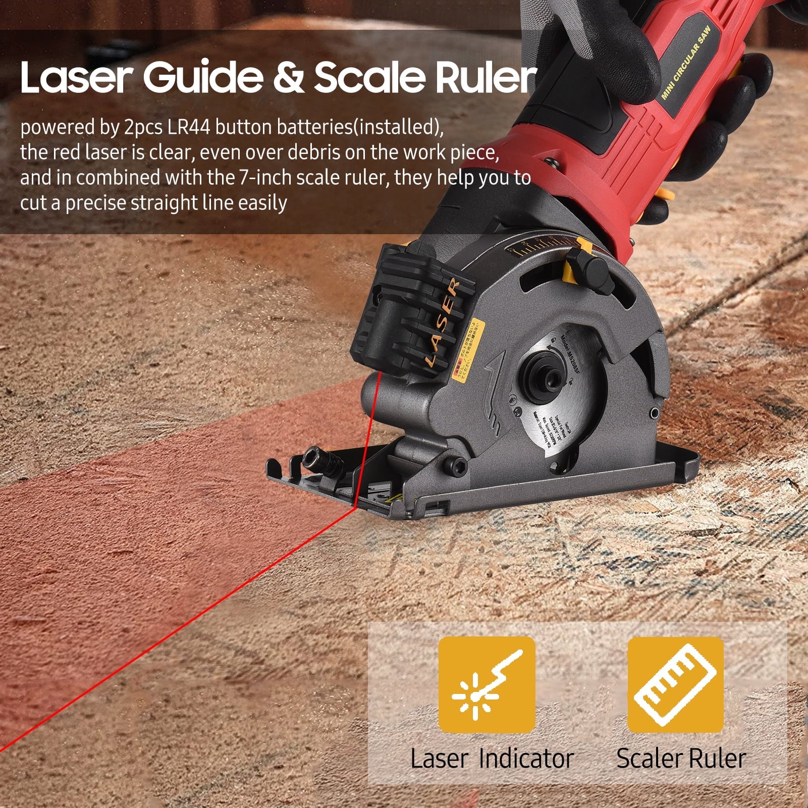 Mini Circular Saw 4.8Amp 3700RPM with Guide Scale Ruler R790