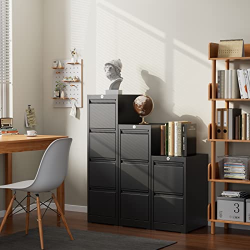 3 Drawer Metal File Cabinet with Lock, Black M650152