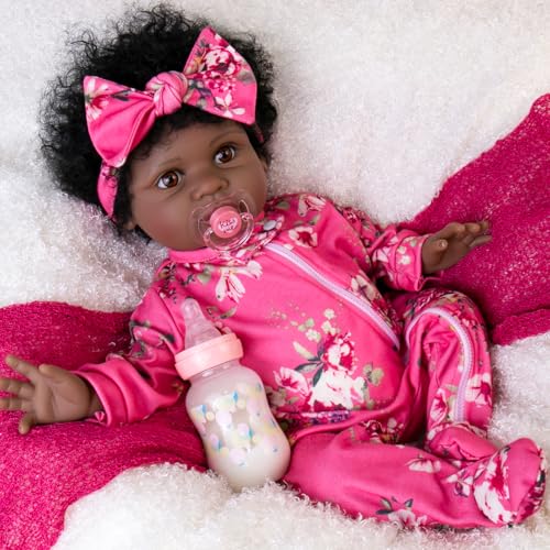 22" Black Reborn Baby Doll with Cloth Body Z331369