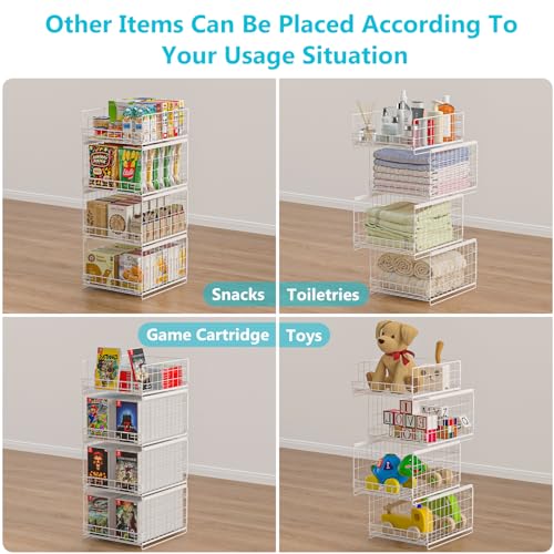 Black 4-tier Sliding Closet Organizers and Drawer Storage Shelves I337