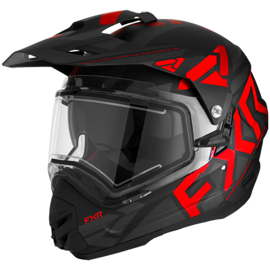 Black Red Snowmobile Helmet with Electric Shield H7232