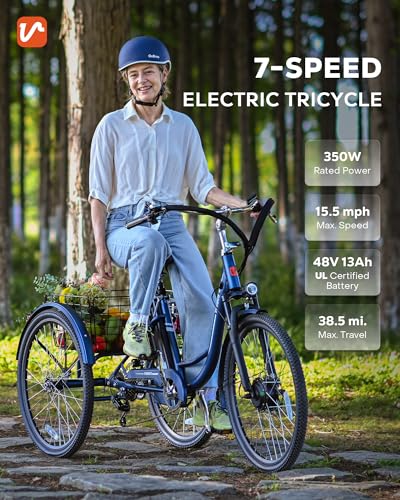 Electric Trike, 7 Speed, 48V 13Ah Battery, Front Suspension, 350W Motor, 24 26 inch Dual Chain Q812307