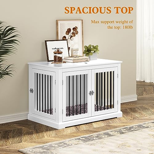 White Dog Crate Furniture with Cushion M973