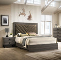 Gray Queen Size Wooden Bedframe with 2 Nightstands 3pc Furniture Set I343996