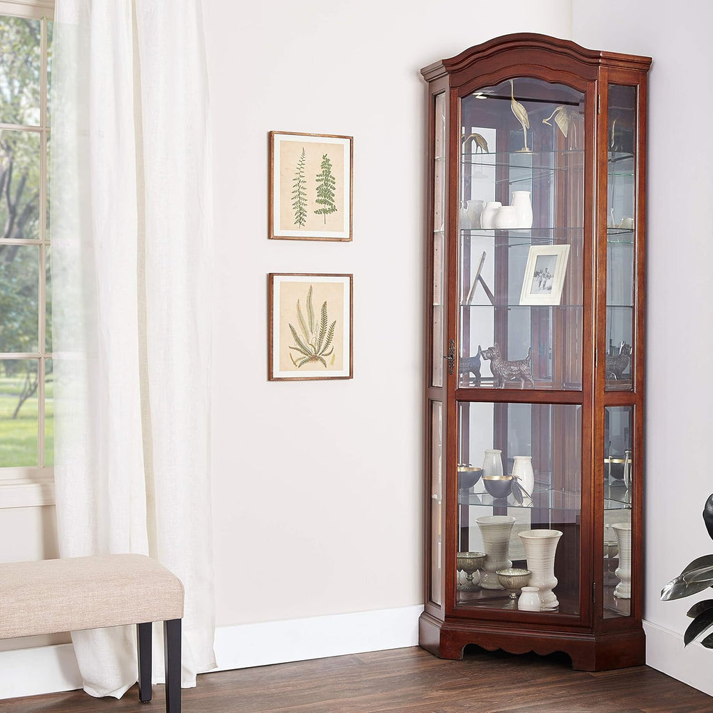 Medium Brown 5-Shelf Corner Curio Cabinet U79689