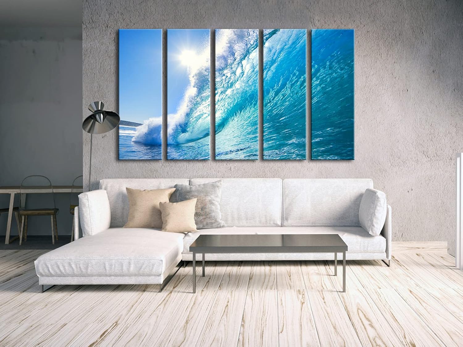5 Piece Framed Giclee Canvas Prints Seascape Artwork W900762