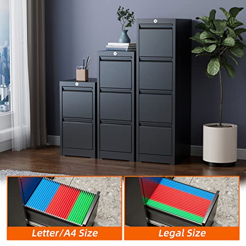 3 Drawer Metal File Cabinet with Lock, Black M650152