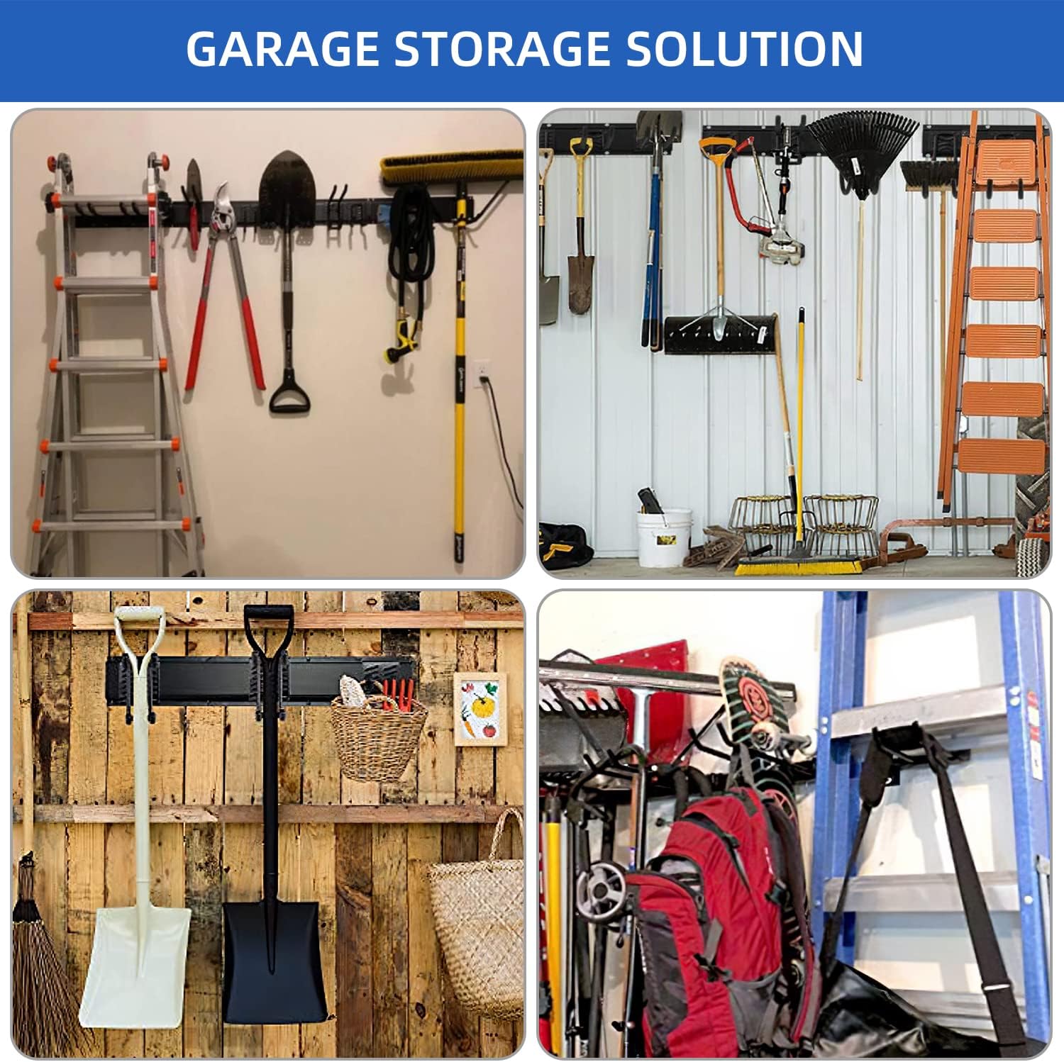 Heavy Duty Steel Tool Storage Rack with Wall Hooks Pack of 2 P524971
