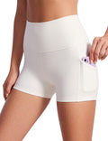 White Apricot Large 3 Inch Butterluxe Biker Shorts with Pockets R7460