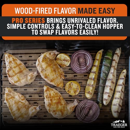 Bronze Wood Pellet Grill & Smoker, 572 sq. in. Grilling Capacity, 18LB Hopper S8621