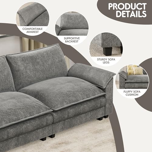 Light Grey L Shaped Chenille Sectional Sofa B71150