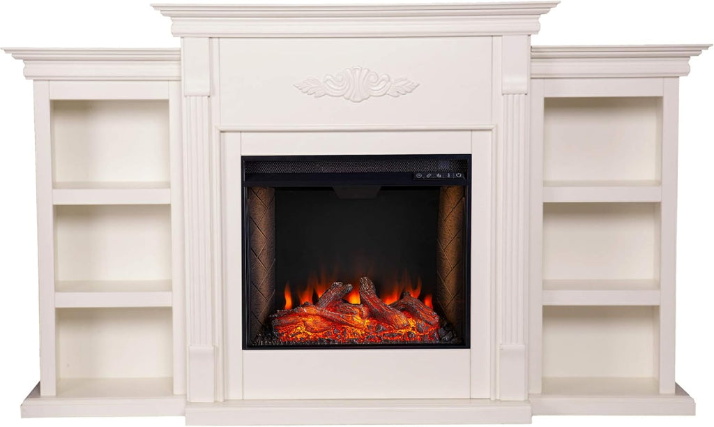 Ivory Electric Bookcases Fireplace L37577