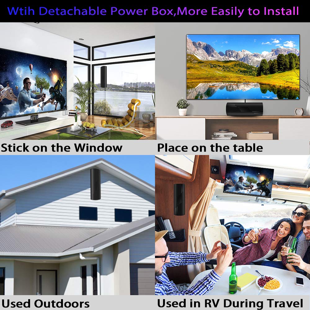 Digital TV Antenna Indoor with Amplifier and Signal Booster, 36ft Coax Cable H7747