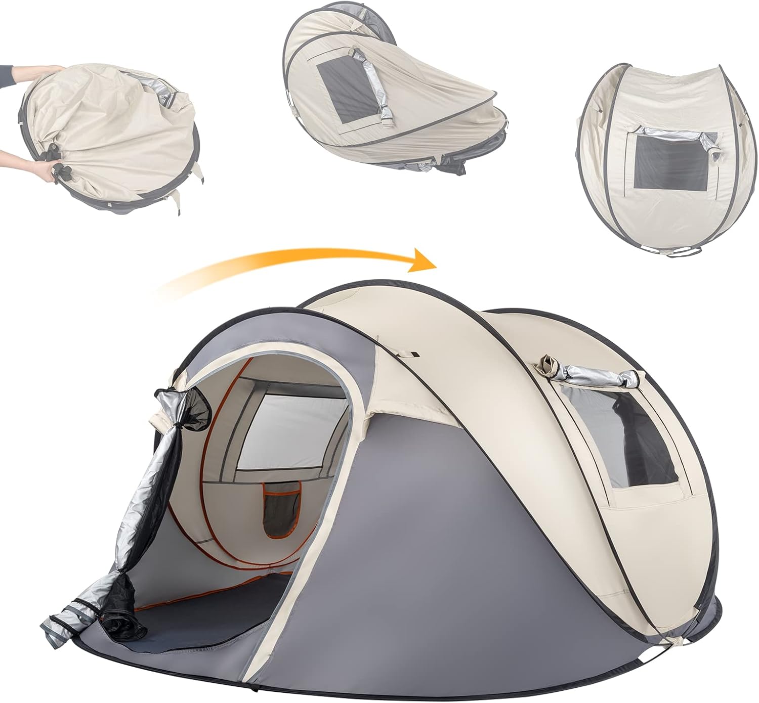 4 Person Pop Up Waterproof Camping Tent with 2 Doors V801991