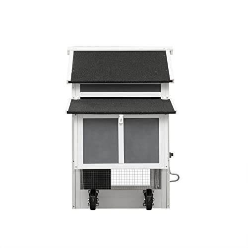 71" Movable Wooden Chicken Coop with Wheels and Run J635