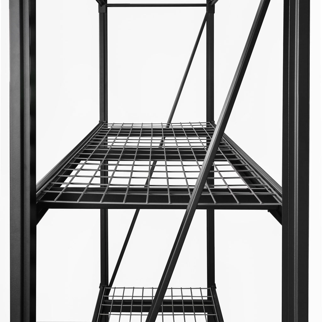 Black Steel 3-Tier Storage Shelf Unit 72-Inch-H x 77-Inch-W x 24-Inch-D Q12773