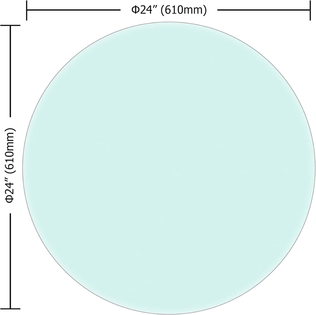 24" Round Transparent Tempered Glass Table Top 3/8" Thick Beveled Polished Edge Y69284
