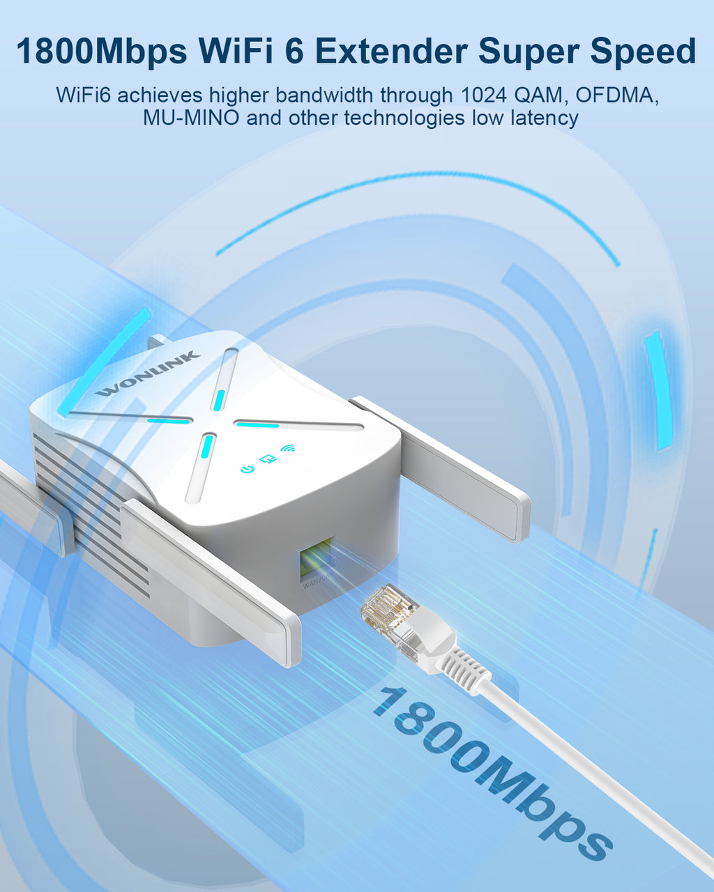 WiFi 6 WiFi Extender 1800M Gigabit Ethernet Port Dual Band Q3374