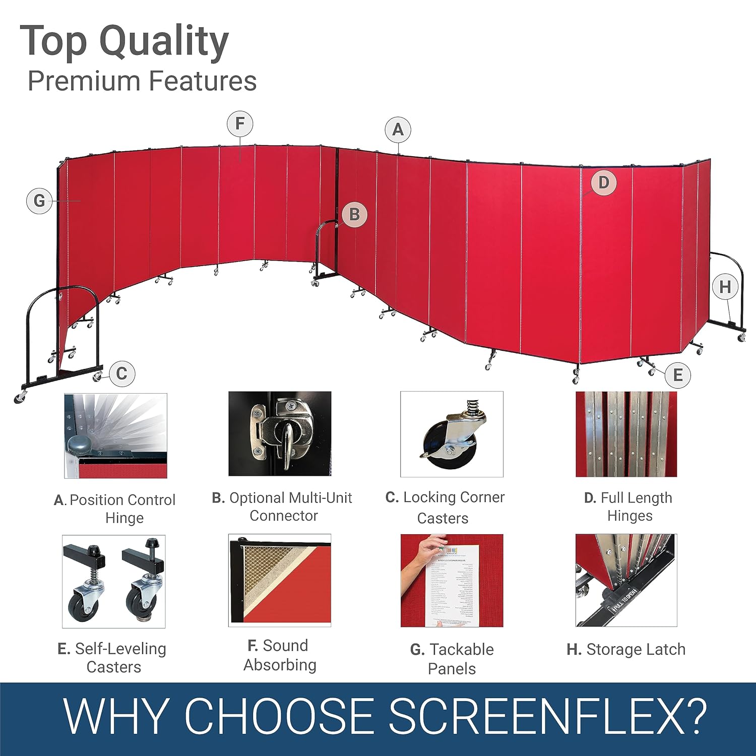 5-Panel Folding Room Divider with Metal Frame, Grey Smoke Fabric S793