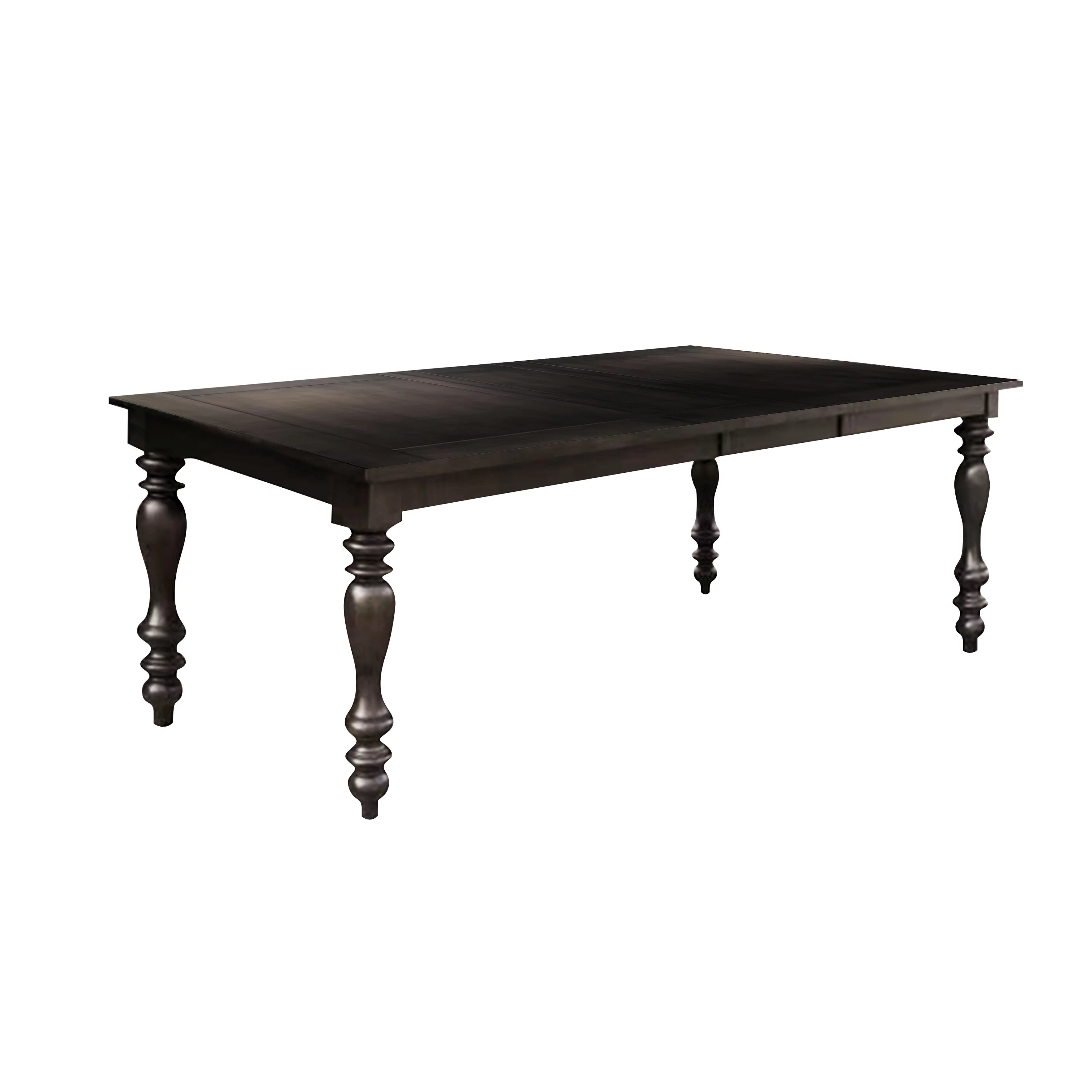 Grayish Brown Finish Dining Table with Draw Leaf Birch Veneer J674495