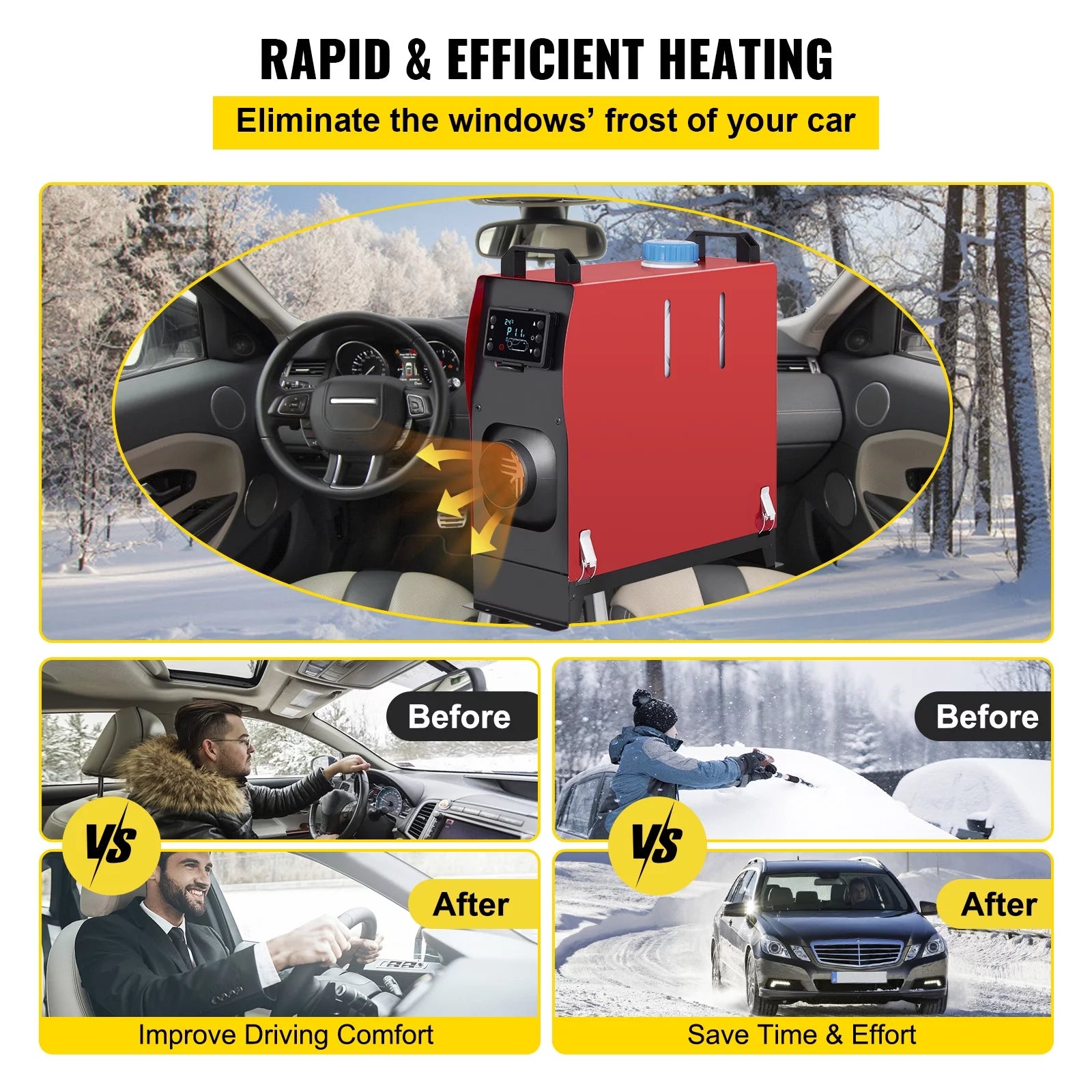 12V 5KW Diesel Air Heater with Black LCD Switch, Muffler, Wireless Control T41335