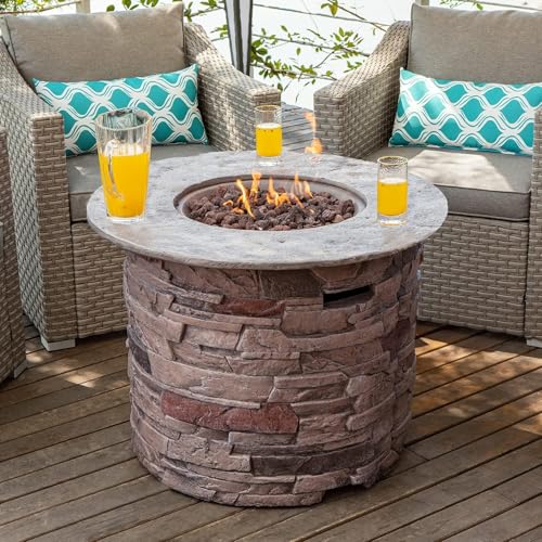 32-inch Round Propane Fire Pit Table with Stainless Steel Burner I58024