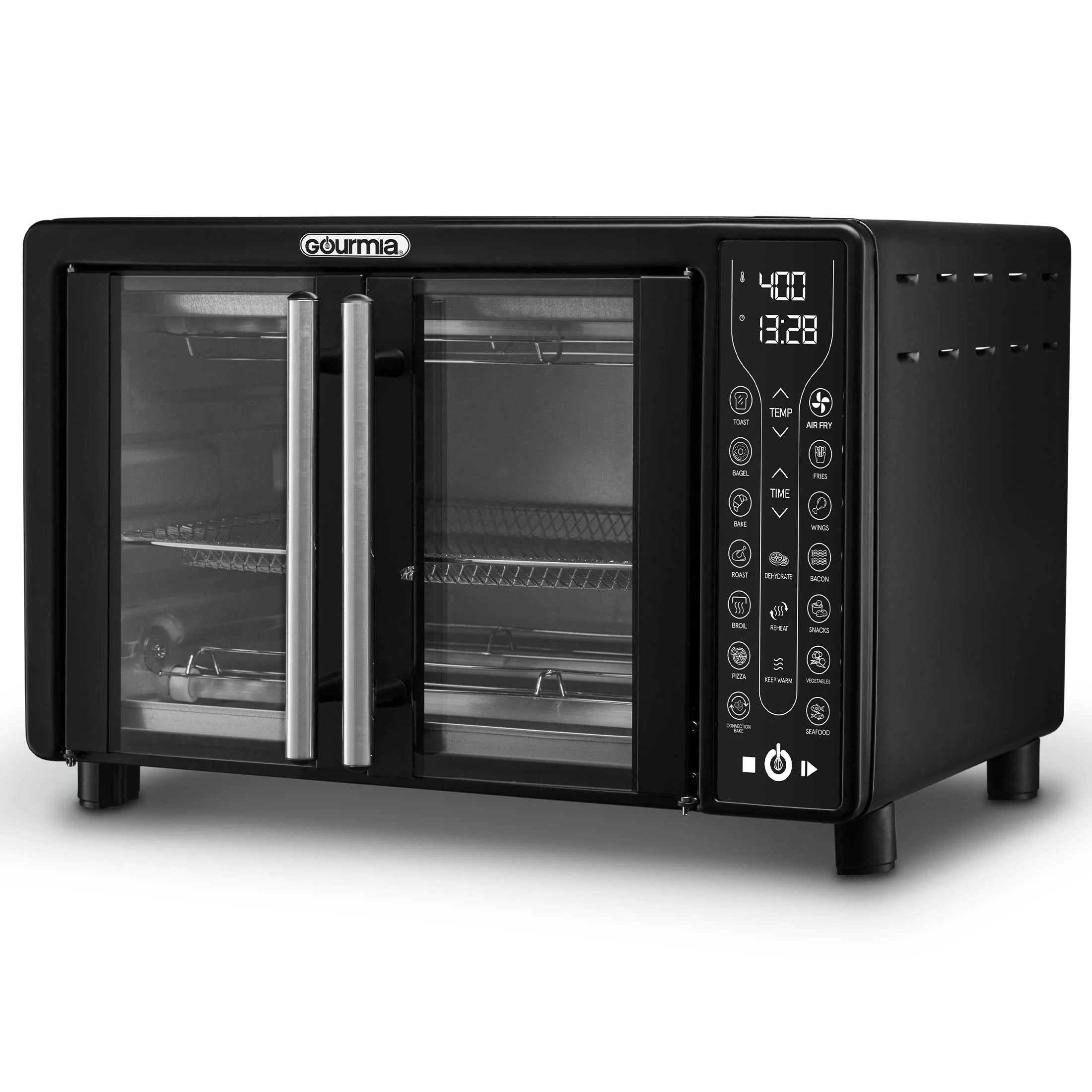 Black Digital French Door Air Fryer Toaster Oven Q4837