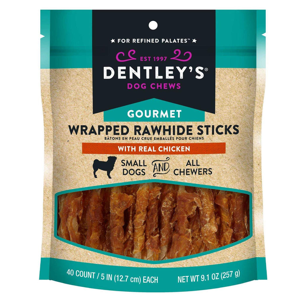 5 Wrapped Rawhide Sticks Dog treats Chicken V9420