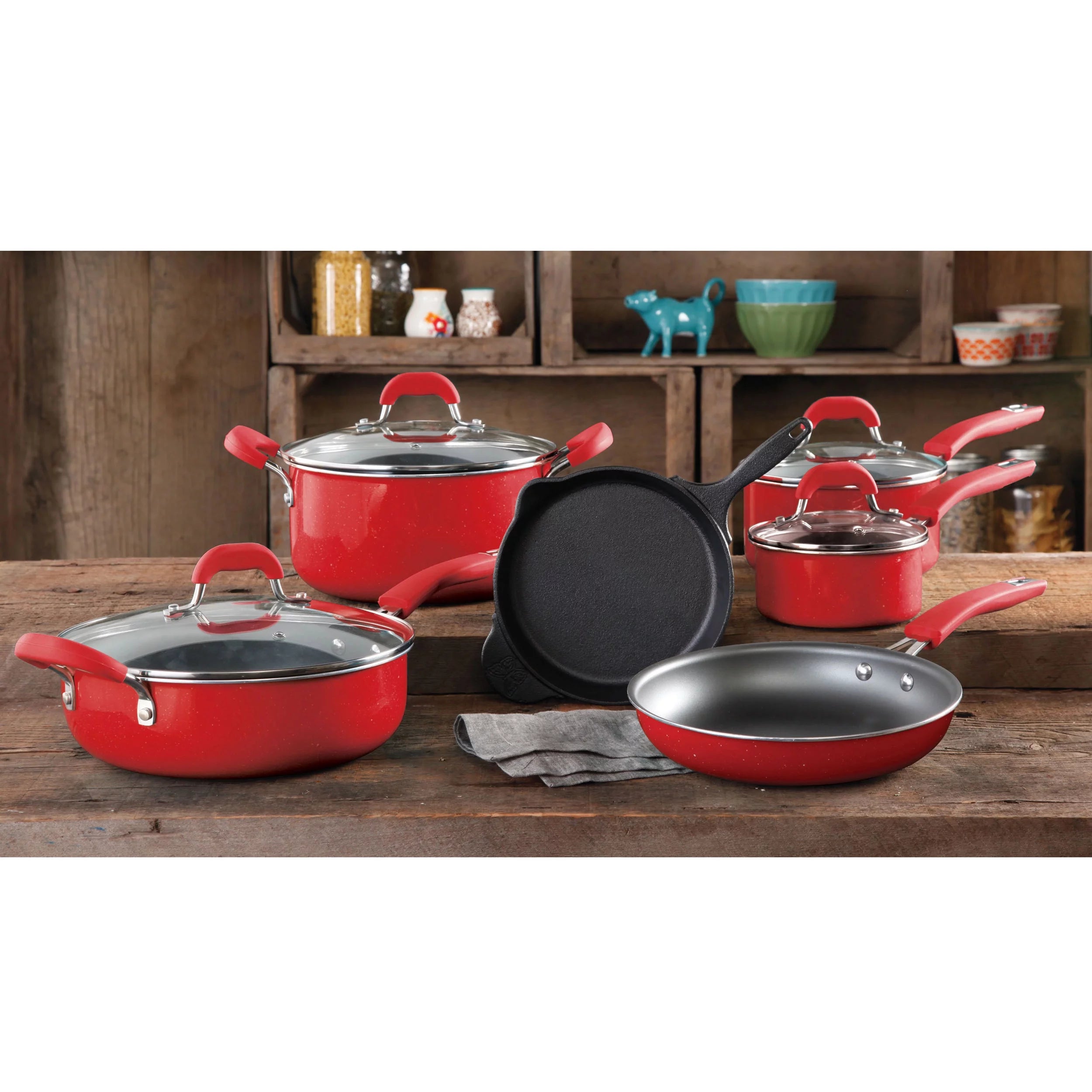 10-Piece Non-Stick Pre-Seasoned Pots and Pans Cookware Set V1903