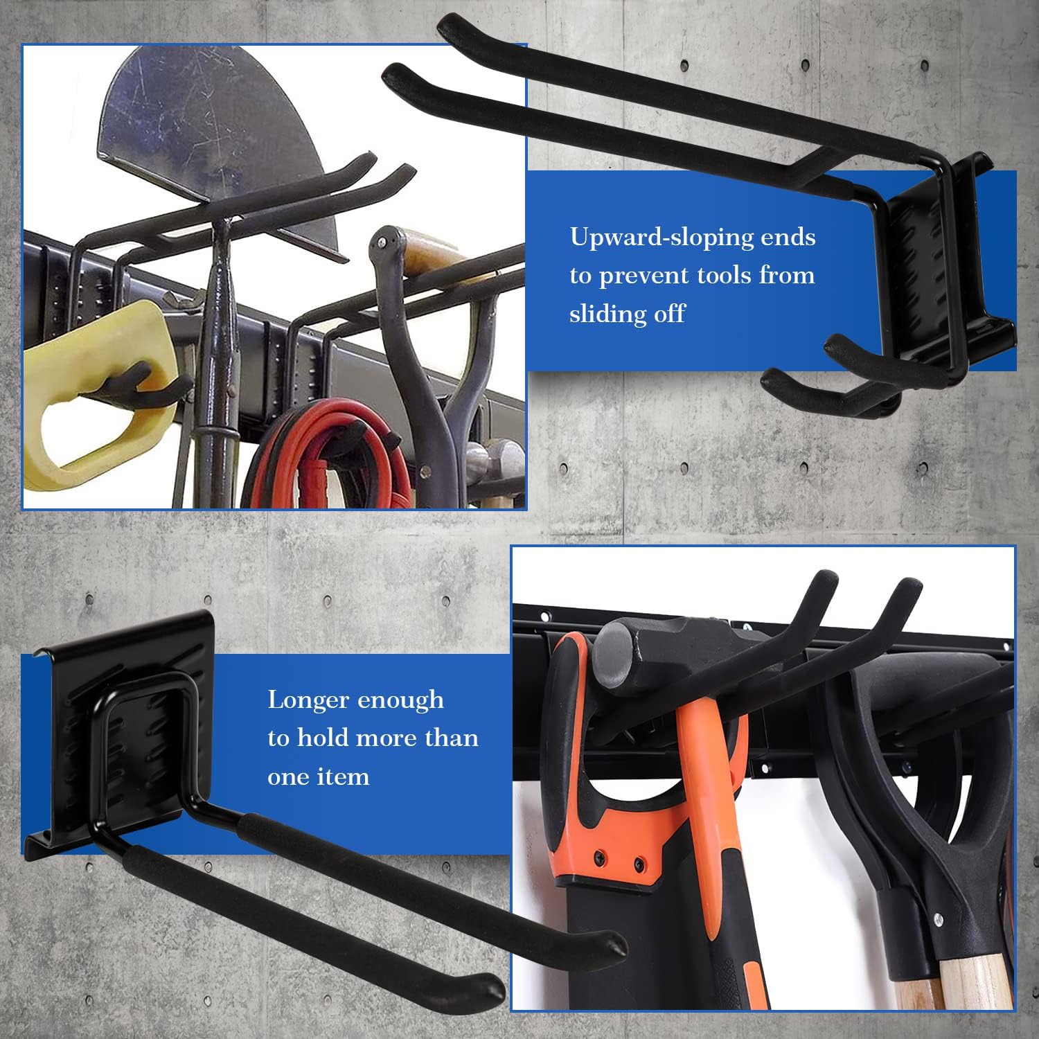 Heavy Duty Steel Tool Storage Rack with Wall Hooks Pack of 2 P524971