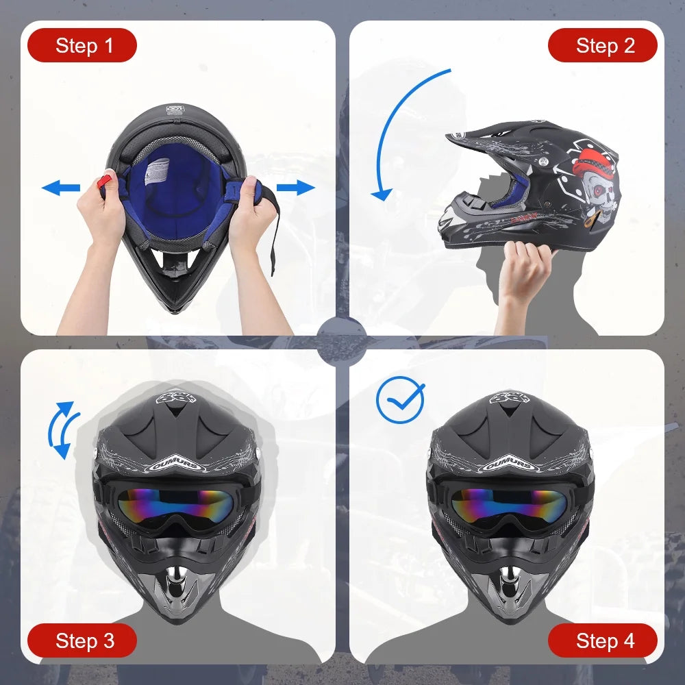 Black Open Face Off-road Motorcycle Helmet J91804