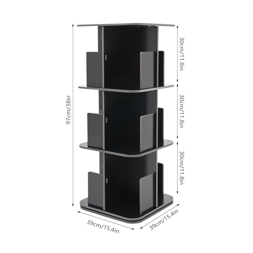 Black 3 Tier Rotating Bookcase S250