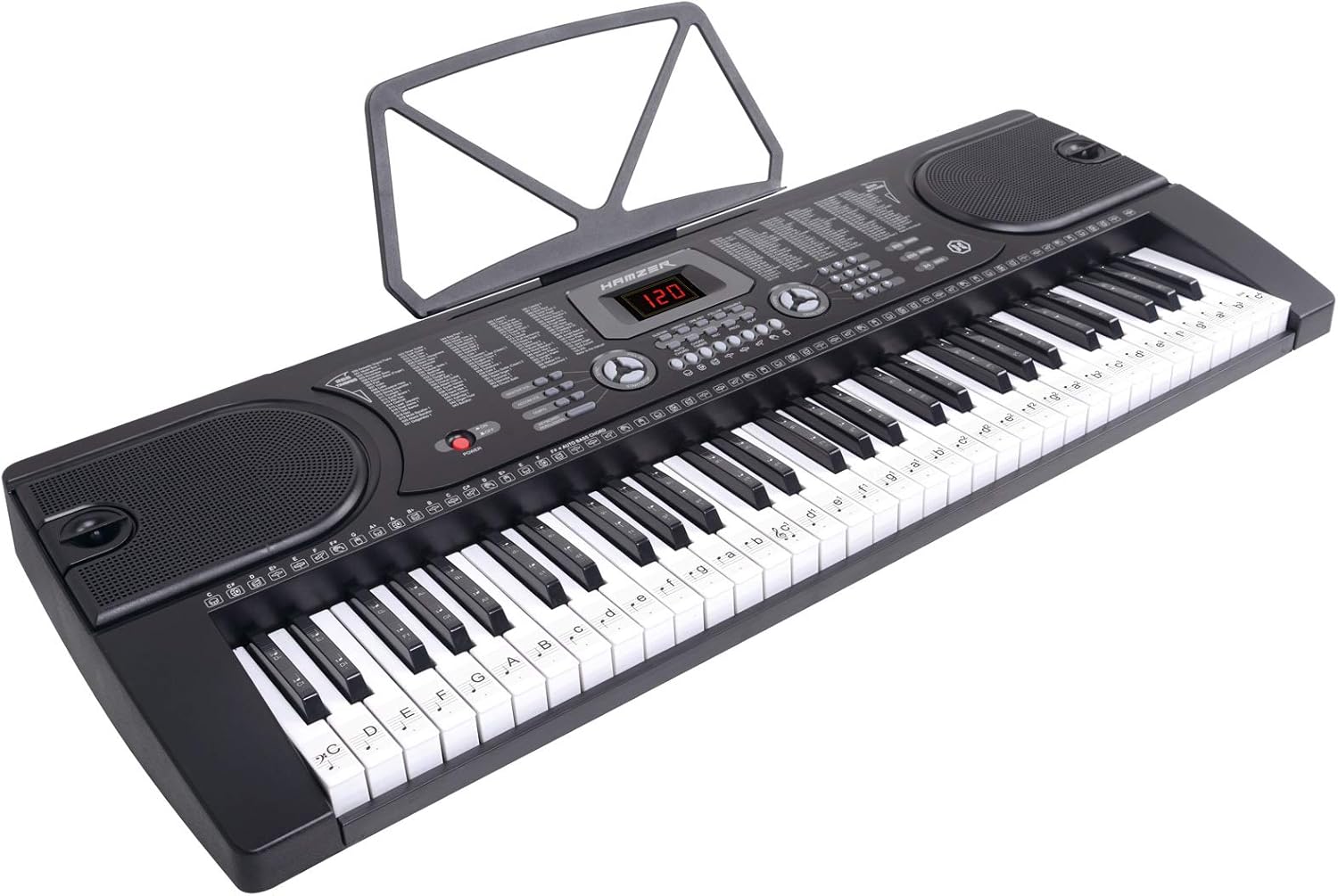 61-Key Electronic Piano Keyboard with Stand, Microphone, Sticker Sheet - Black C50467
