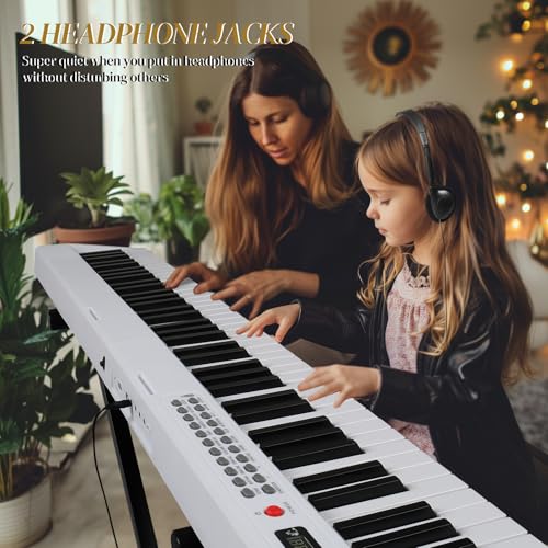 88 Keys Weighted Digital Piano with Stand, Bag, Pedal, Headphones R2422