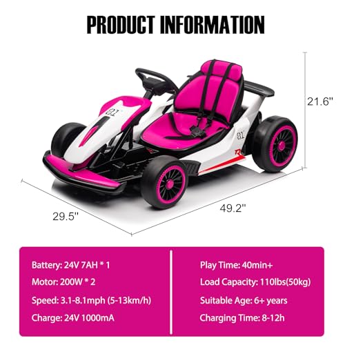 24V Electric Drift Kart with 2X200W Motor, 7AH Battery V78145