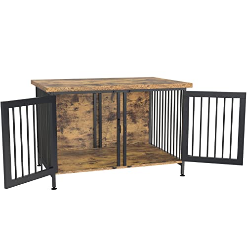 Black Double Dog Crate with Divider U513