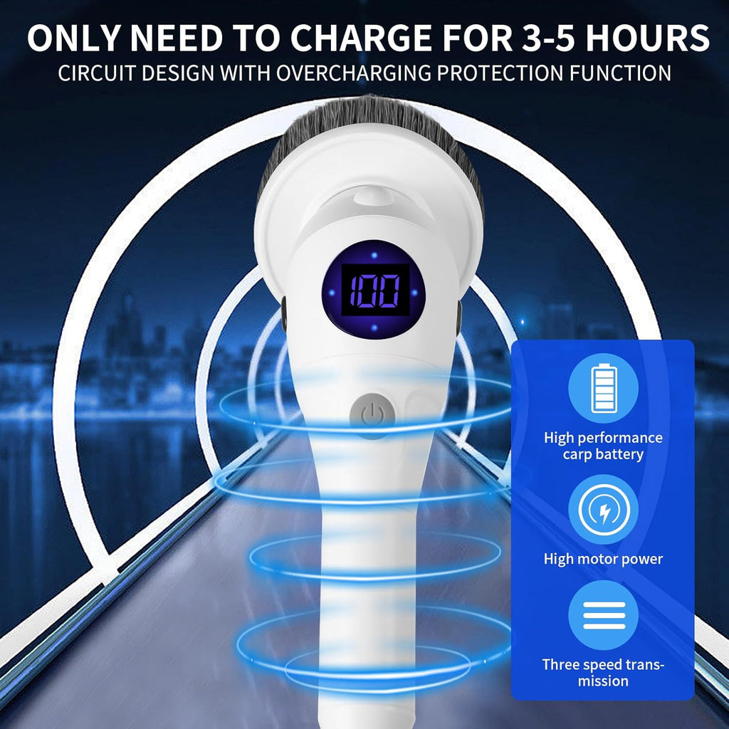 Cordless Electric Spin Scrubber with 8 Replaceable Heads and Extension Handle T683770