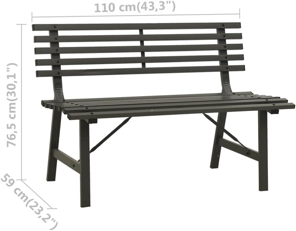 Black Steel 2-Seater Outdoor Bench U4685