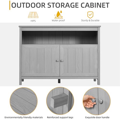 Poly Lumber Outdoor Sideboard with Storage and Shelves - Espresso P880