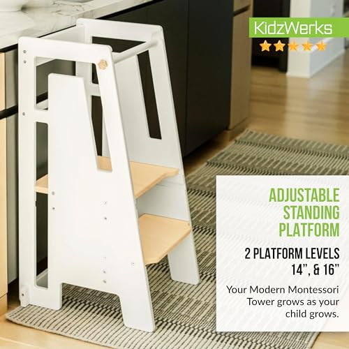 White Adjustable Toddler Tower Step Stool I650