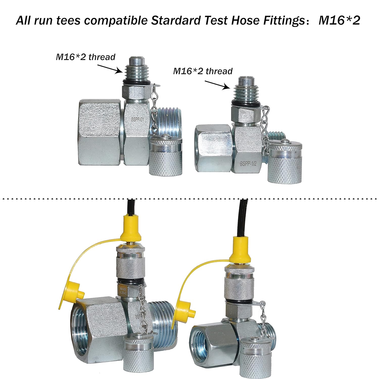 Hydraulic Pressure Test Coupling Kit, Pressure Gauges Set, Test Hose, BSPP ORFS JIC Hydraulic Swivel Run Tees Set Repair Tools X278