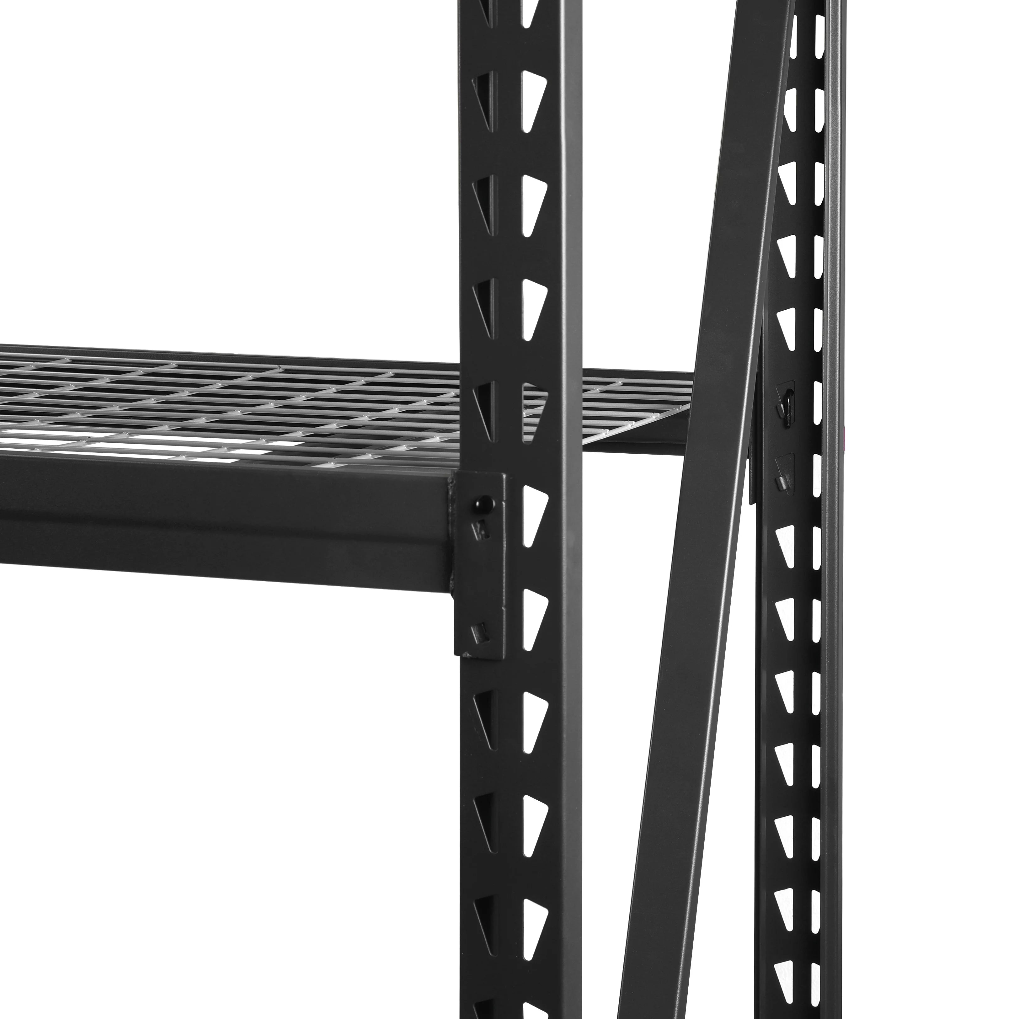 Black Steel 3-Tier Storage Shelf Unit 72-Inch-H x 77-Inch-W x 24-Inch-D Q12773
