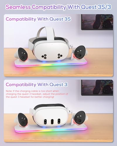 Charging Station for Meta Quest 3S/3 with RGB Light and 2 Rechargeable Batteries W3565