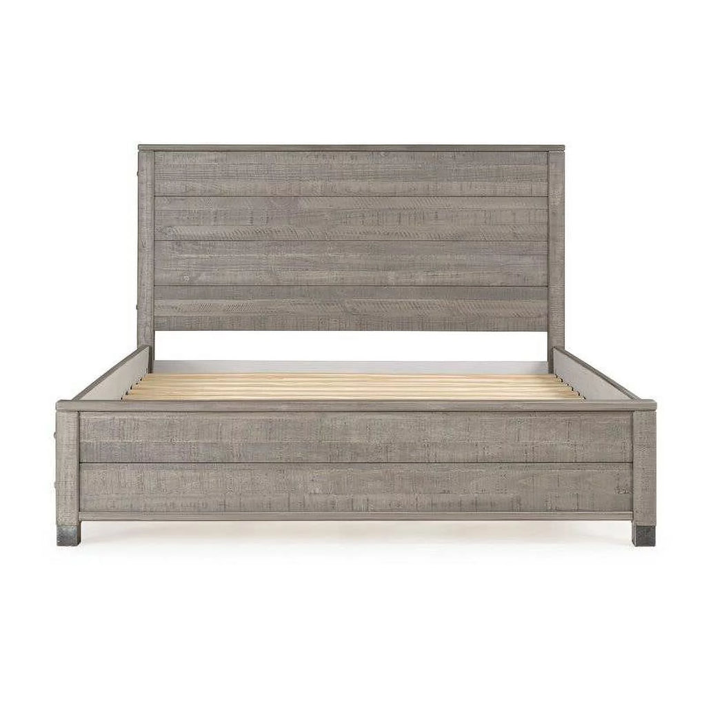 Grey Queen Solid Wooden Platform Bed Frame with Headboard Q800635