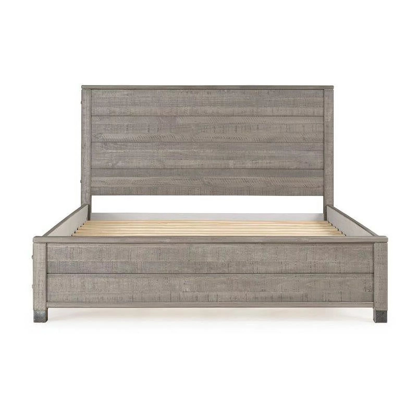 Grey Queen Solid Wooden Platform Bed Frame with Headboard Q800635