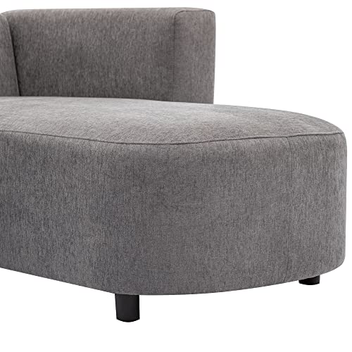 L Shape Curved Sofa with Extra Chaise Lounge, Chenille Upholstery Deep Seat Sectional Couch A831