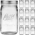 Wide Mouth Mason Jars 32 oz - 12 Pack Large Glass Mason Jars with Airtight Lids and Bands R140045