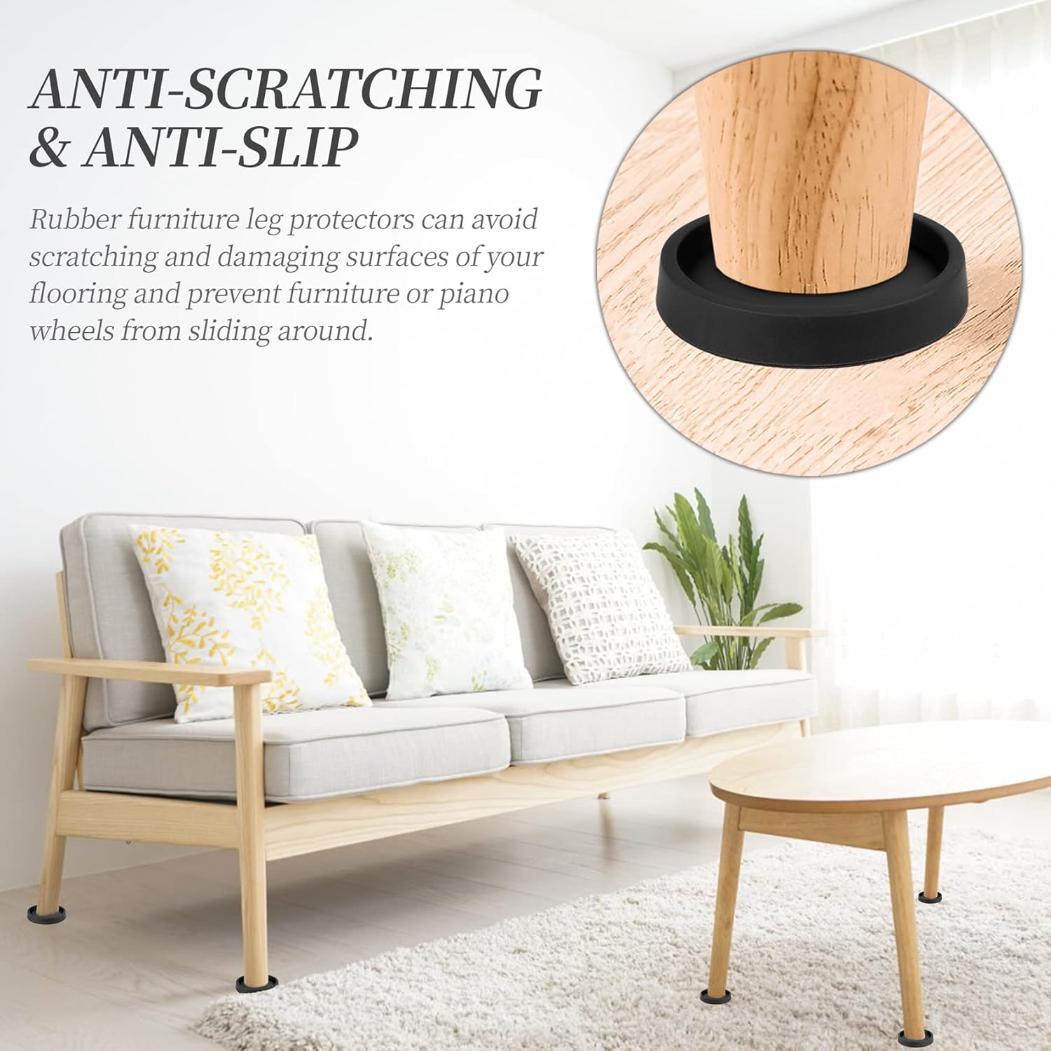 2.5 Inch 4pcs Non Slip Rubber Furniture Coasters A449