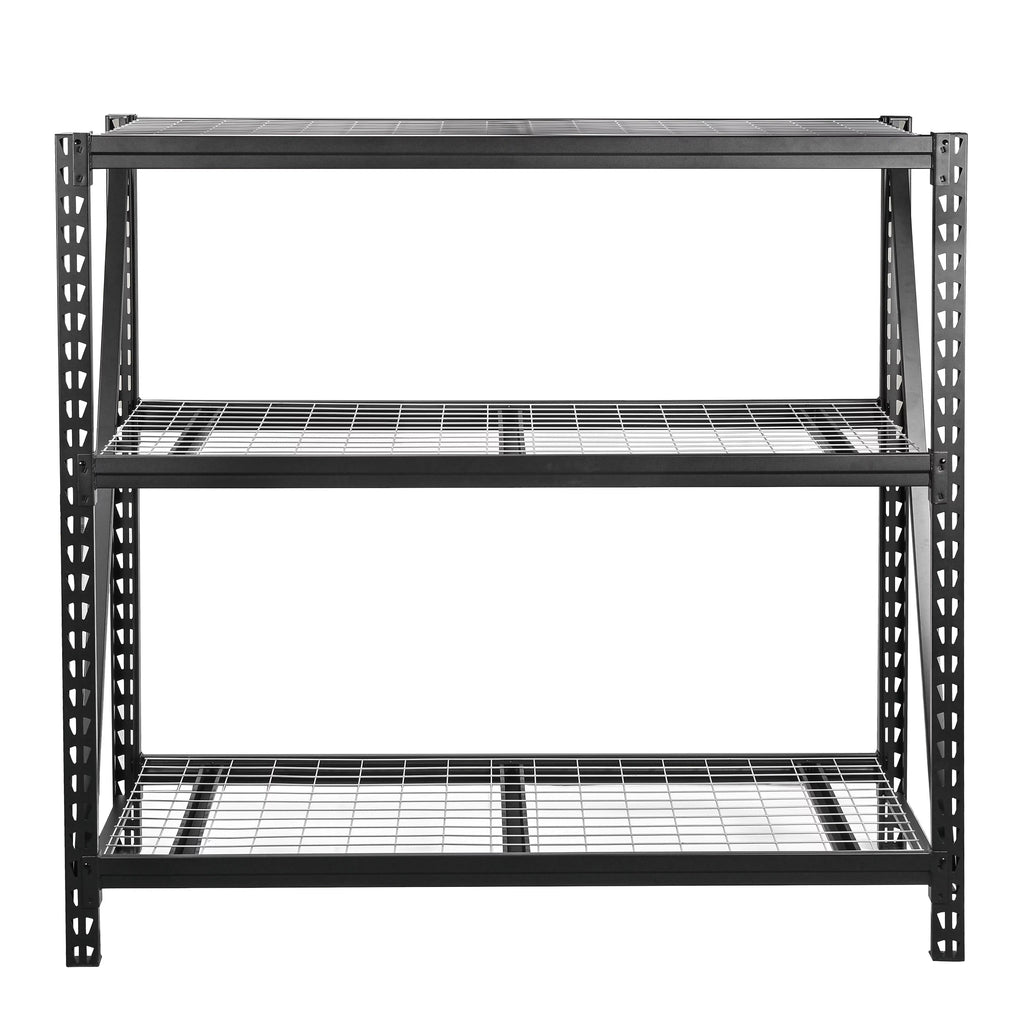 Black Steel 3-Tier Storage Shelf Unit 72-Inch-H x 77-Inch-W x 24-Inch-D Q12773