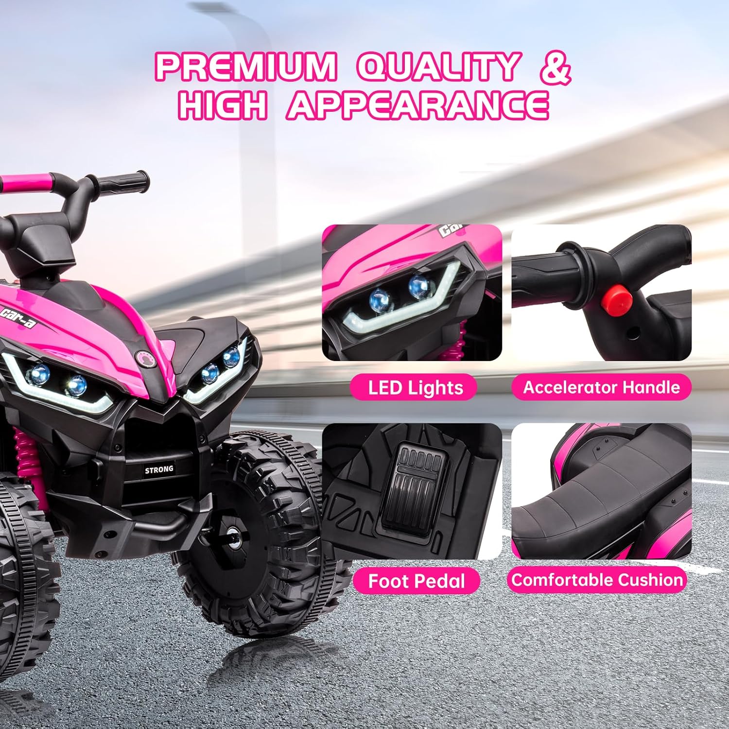 Pink 12v Battery Powered Ride on ATV for Kids Y680